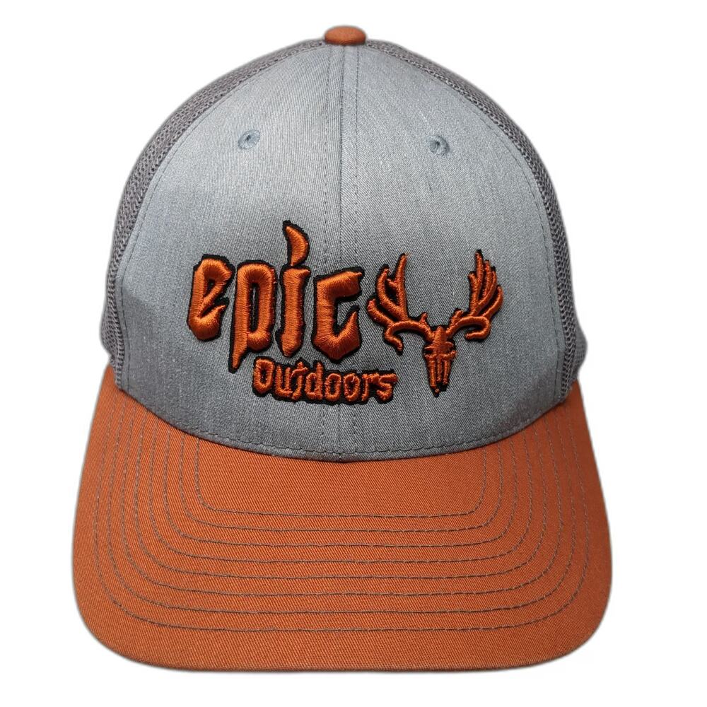 Richardson Trucker Hat Gray Orange One Size Epic Outdoors Deer Skull Snapback